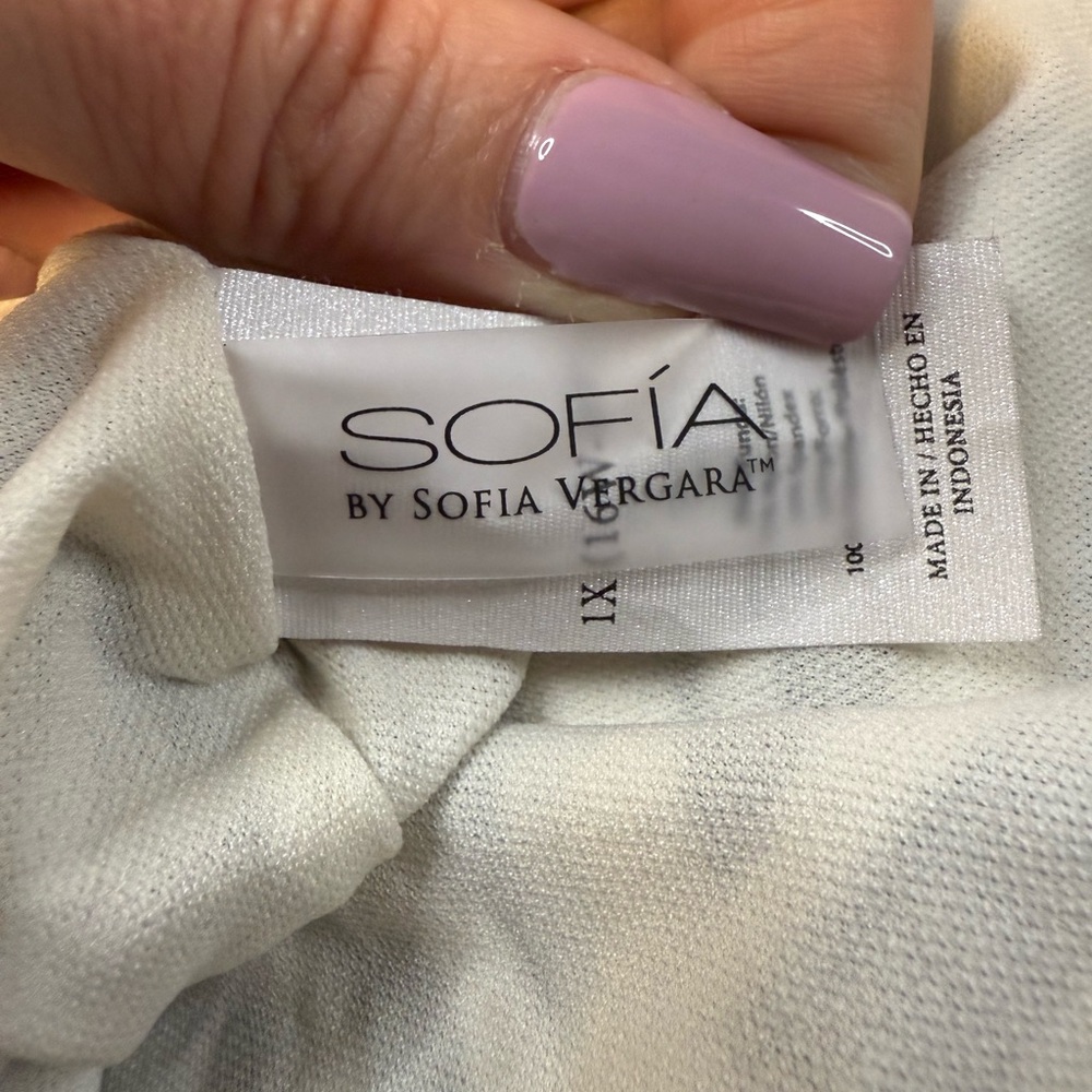 Sofia by Sofia Vergara 1X One-Piece Swimsuit Black White Palm Leaf Print NWOT - Picture 4 of 5